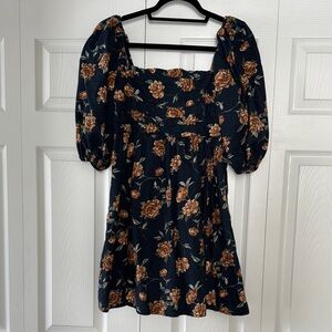 Abercrombie & Fitch Navy and Brown Floral Mini Dress